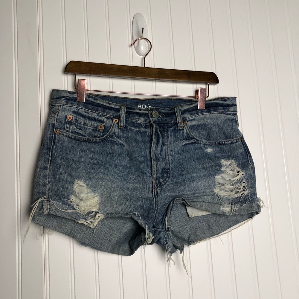 Women's Distressed Denim Shorts - Blue